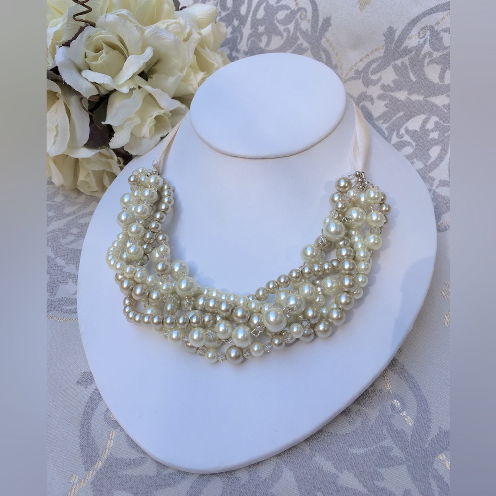 Pearl and Crystal Statement Necklace